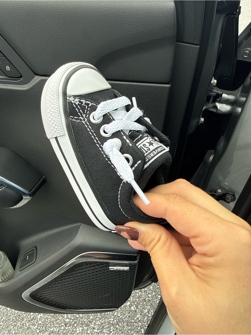 Kids Black Canvas Low-Top Sneakers with White Trim